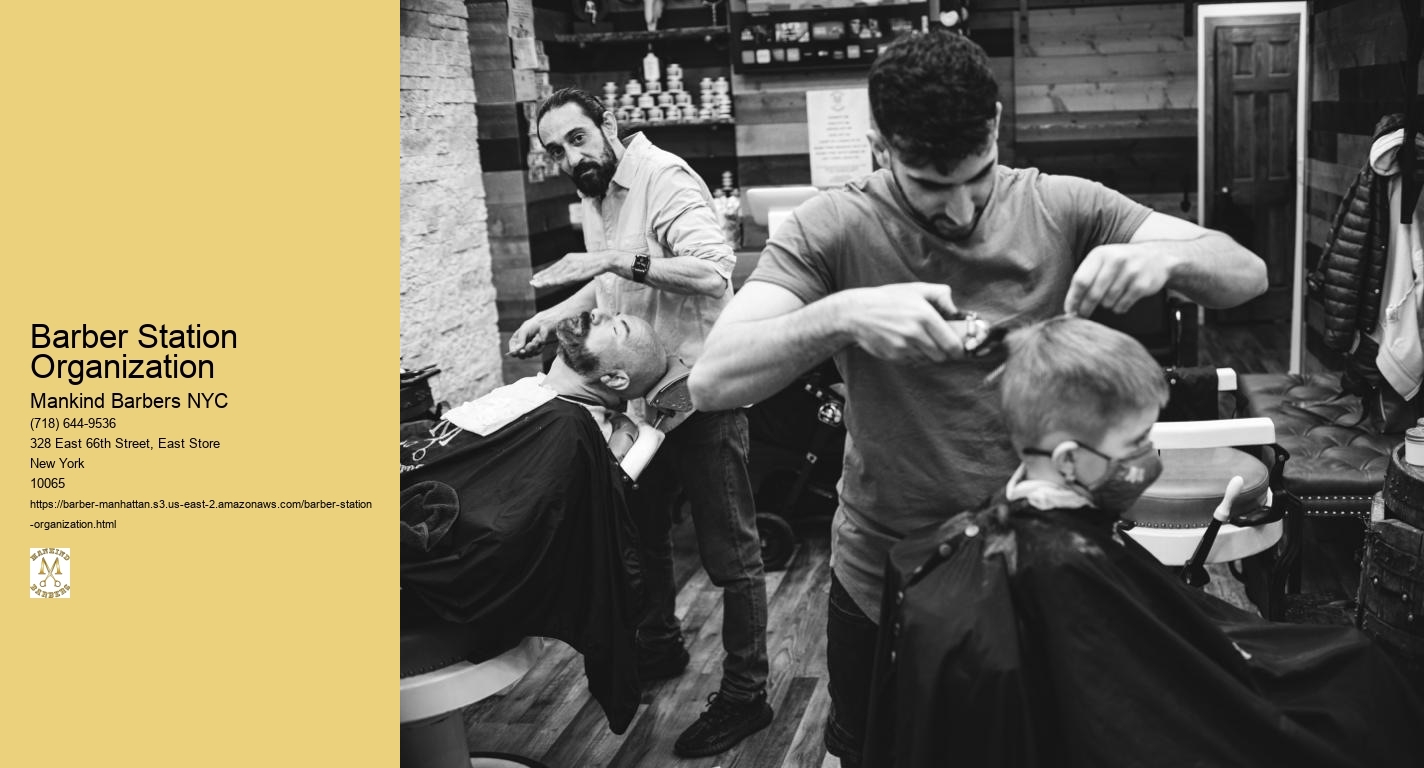 What are some innovative storage solutions for maximizing space and functionality in a barber station?